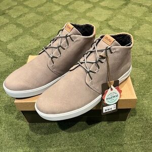 Olukai Nana Hele M Fog/Fog Leather Boots Mens 13 Water Resistant Sheepskin Lined